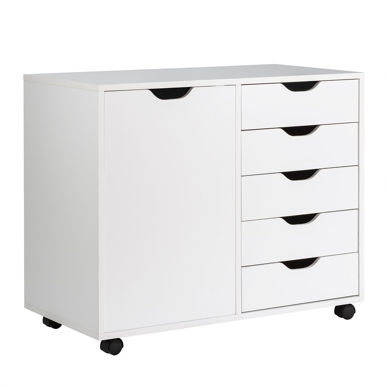 Costway 5 Drawer Dresser Chest Mobile Storage Cabinet w Door